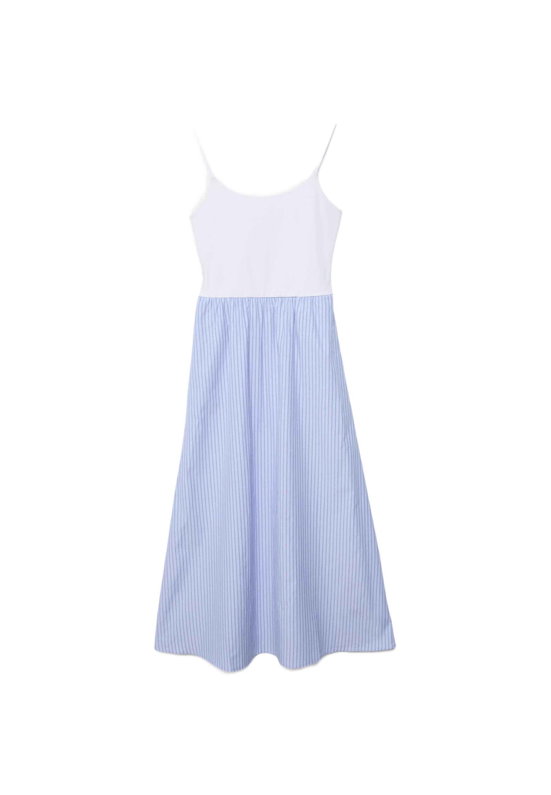 Two-material strappy midi dress — Sky blue