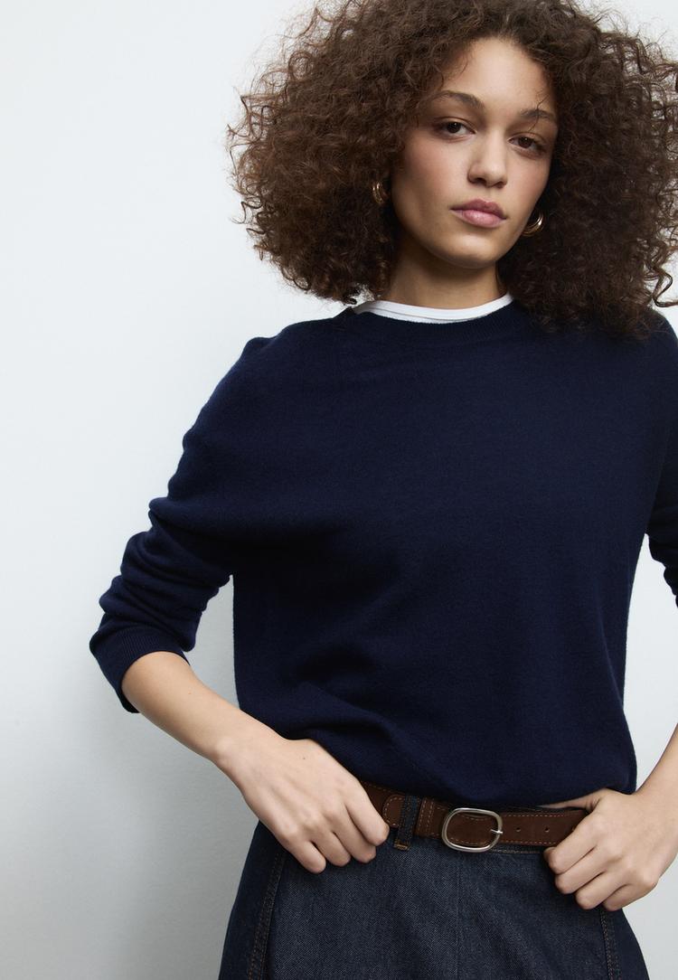 gonna a trapezio midi in denim con cintura