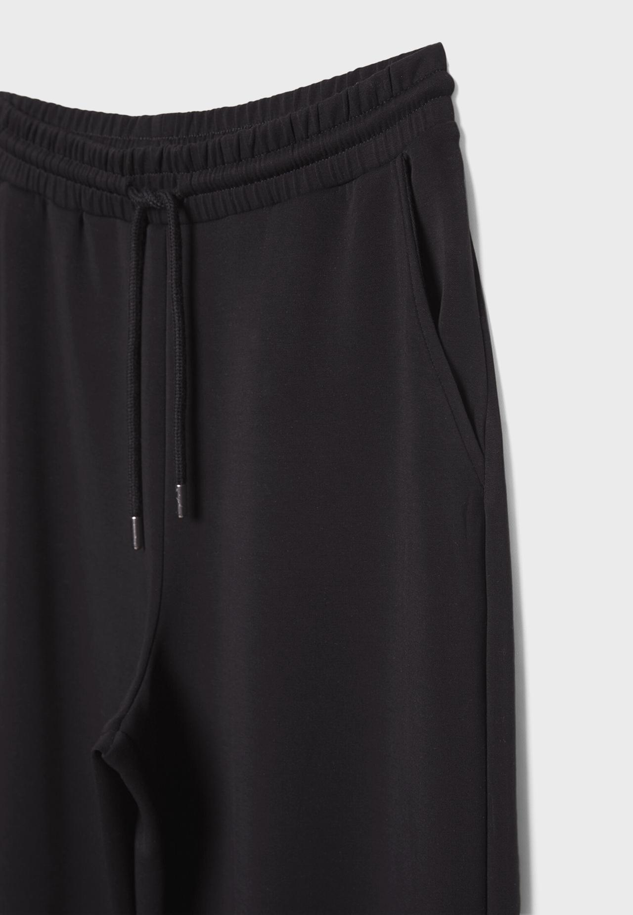 Soft-touch palazzo jogger trousers — Black
