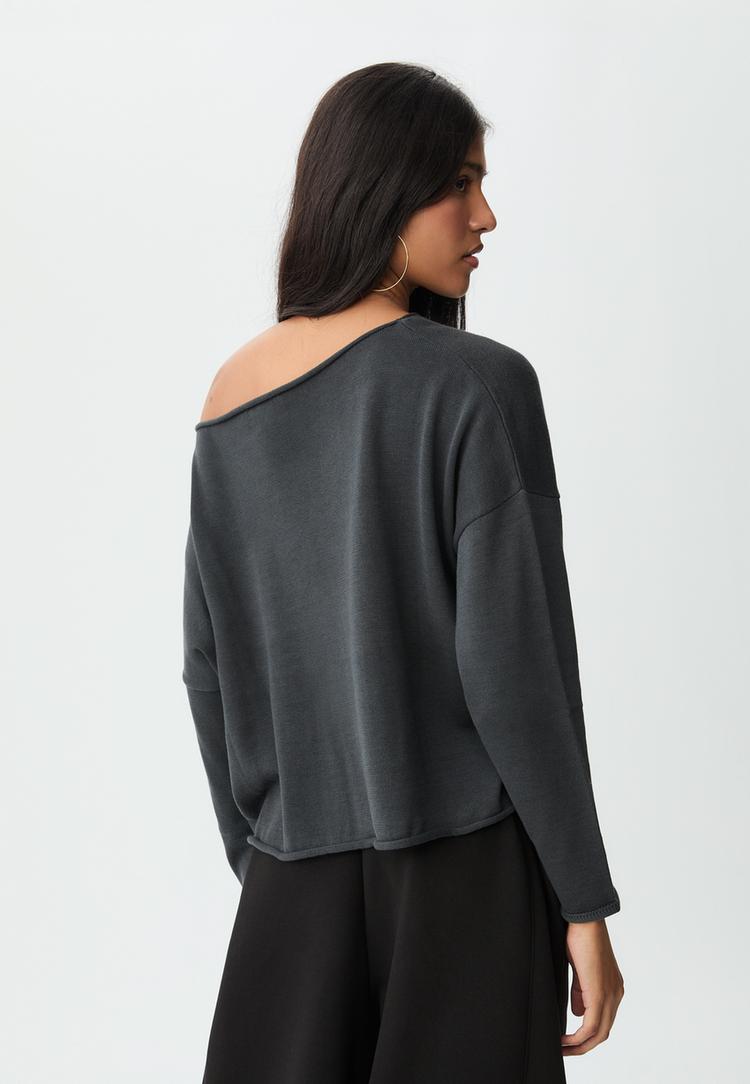 cropped trui met boothals