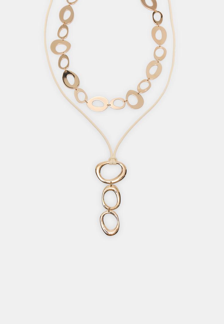 Stradivarius Set 2 Coliere Circulare Auriu Os