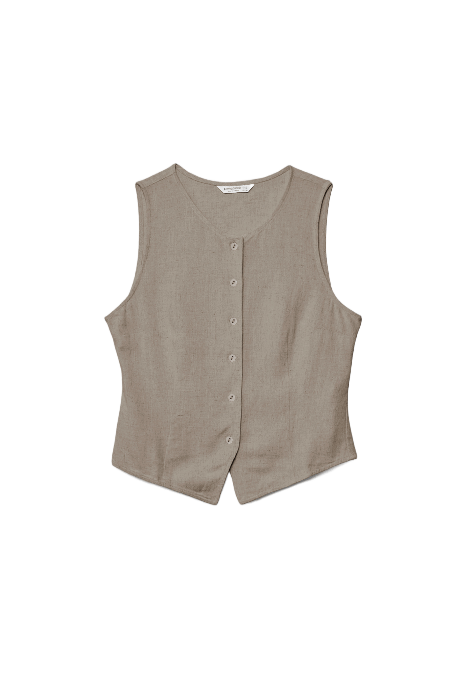 Sleeveless buttoned top — Brown