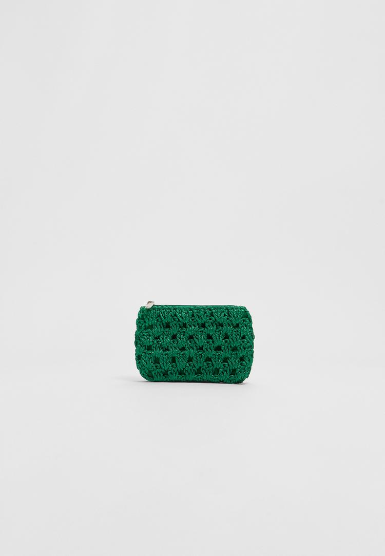 Stradivarius Portmoneu Din Croșet Verde Os