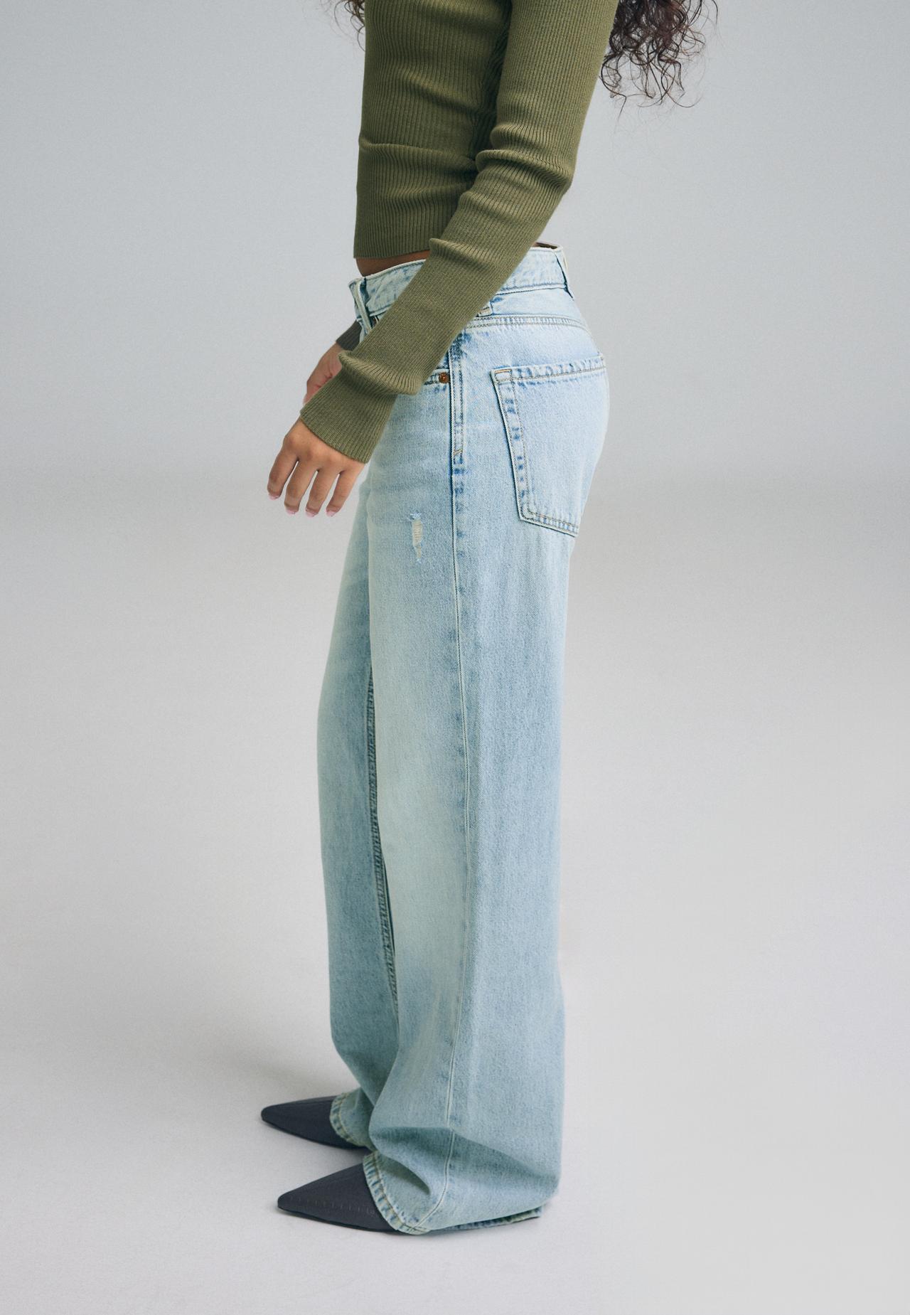 D92 Ripped straight wide-leg jeans — LIGHT BLEACH