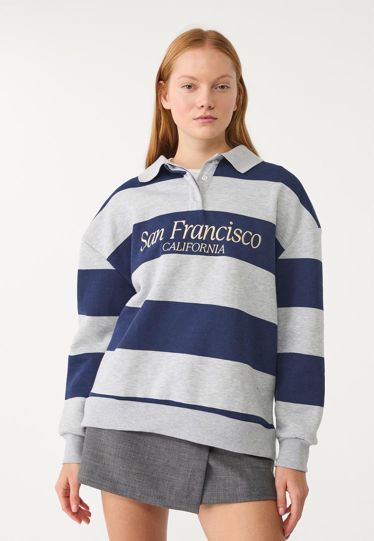sudadera polo rayas bordados