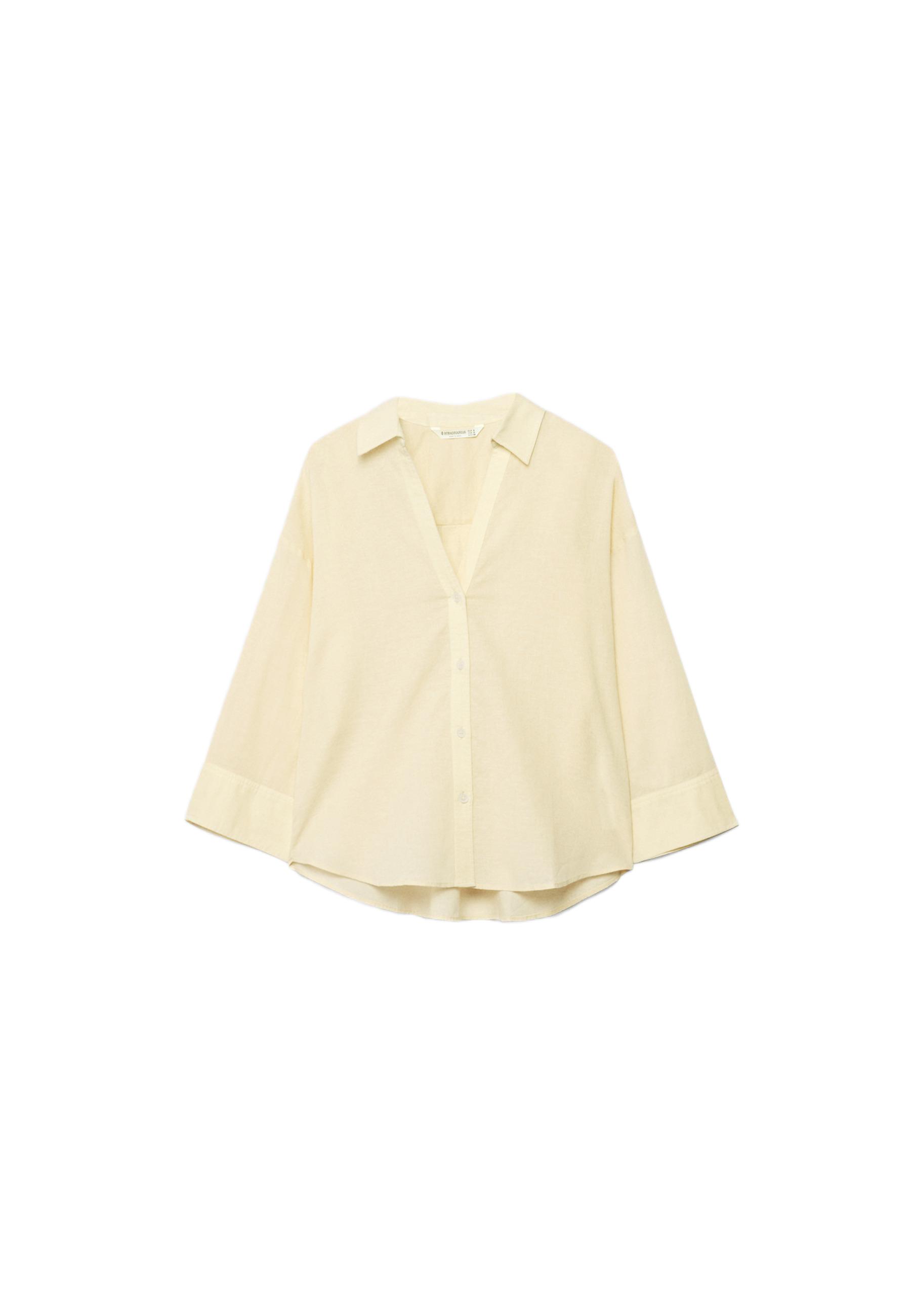 Linen-effect kimono sleeve shirt — Gold