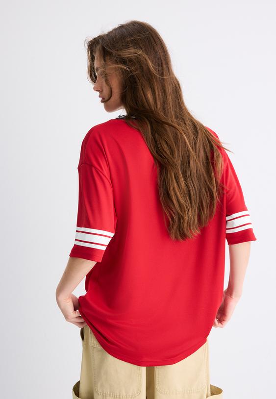 Stradivarius Maxi-T-Shirt Mit Nummern Rot Xl