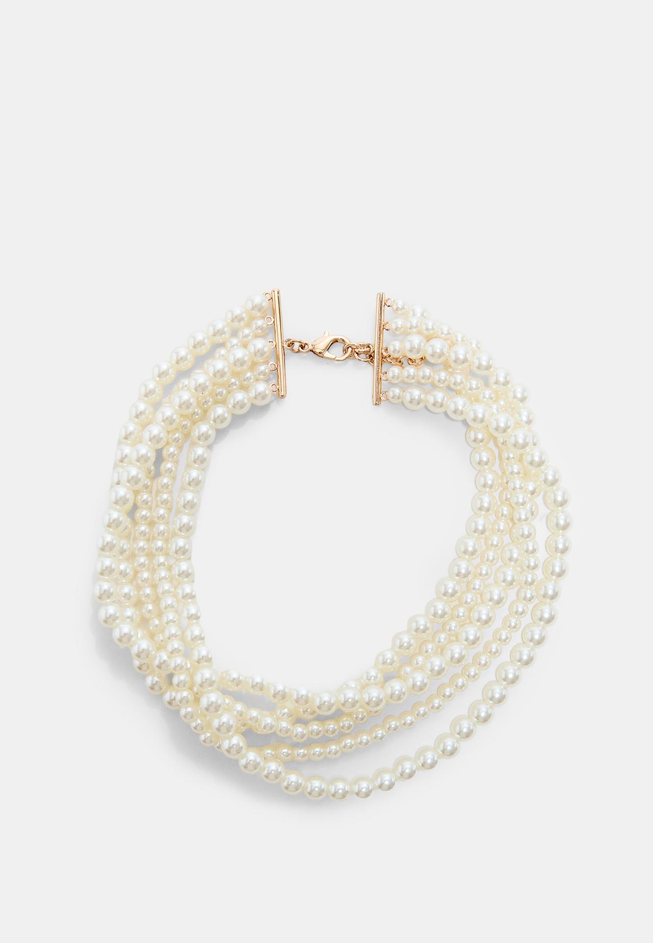 Faux pearl choker — Gold