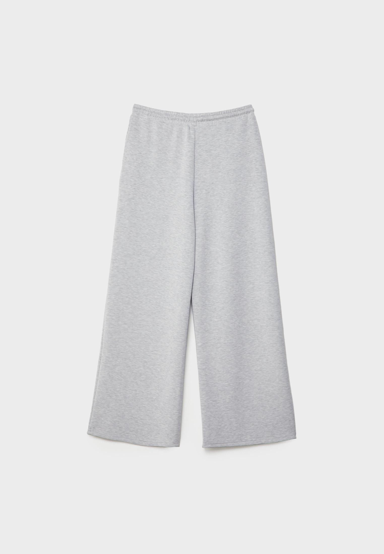 Soft-touch palazzo joggers — Grey melange