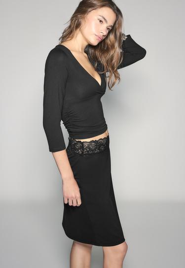 Midi skirt with lace waistband — Black 6