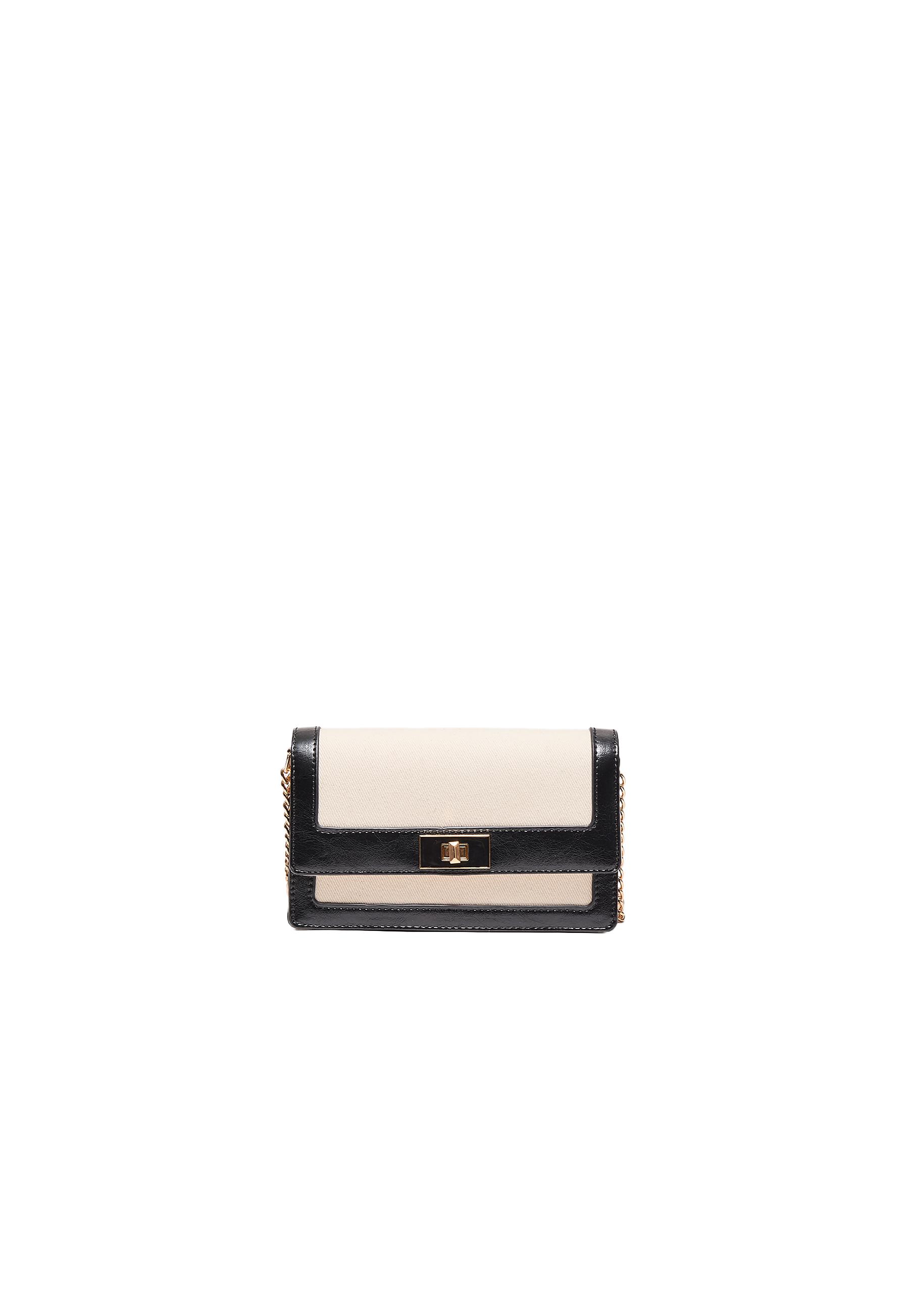 Contrast canvas crossbody bag — Ecru