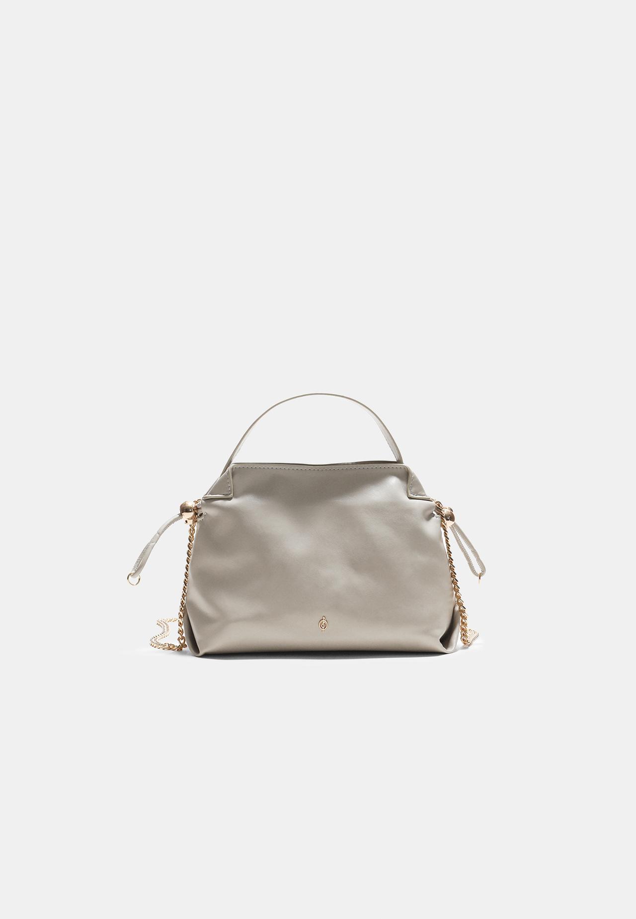 Small ruched crossbody bag — Ecru