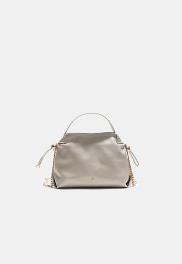 Small ruched crossbody bag — Ecru 1