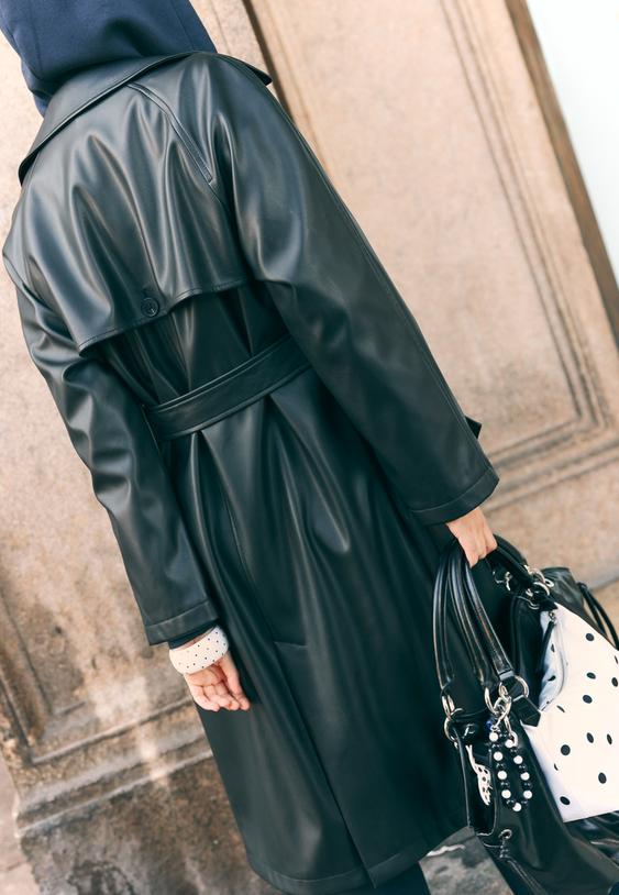 Дълъг Тренчкот От Изкуствена Кожа