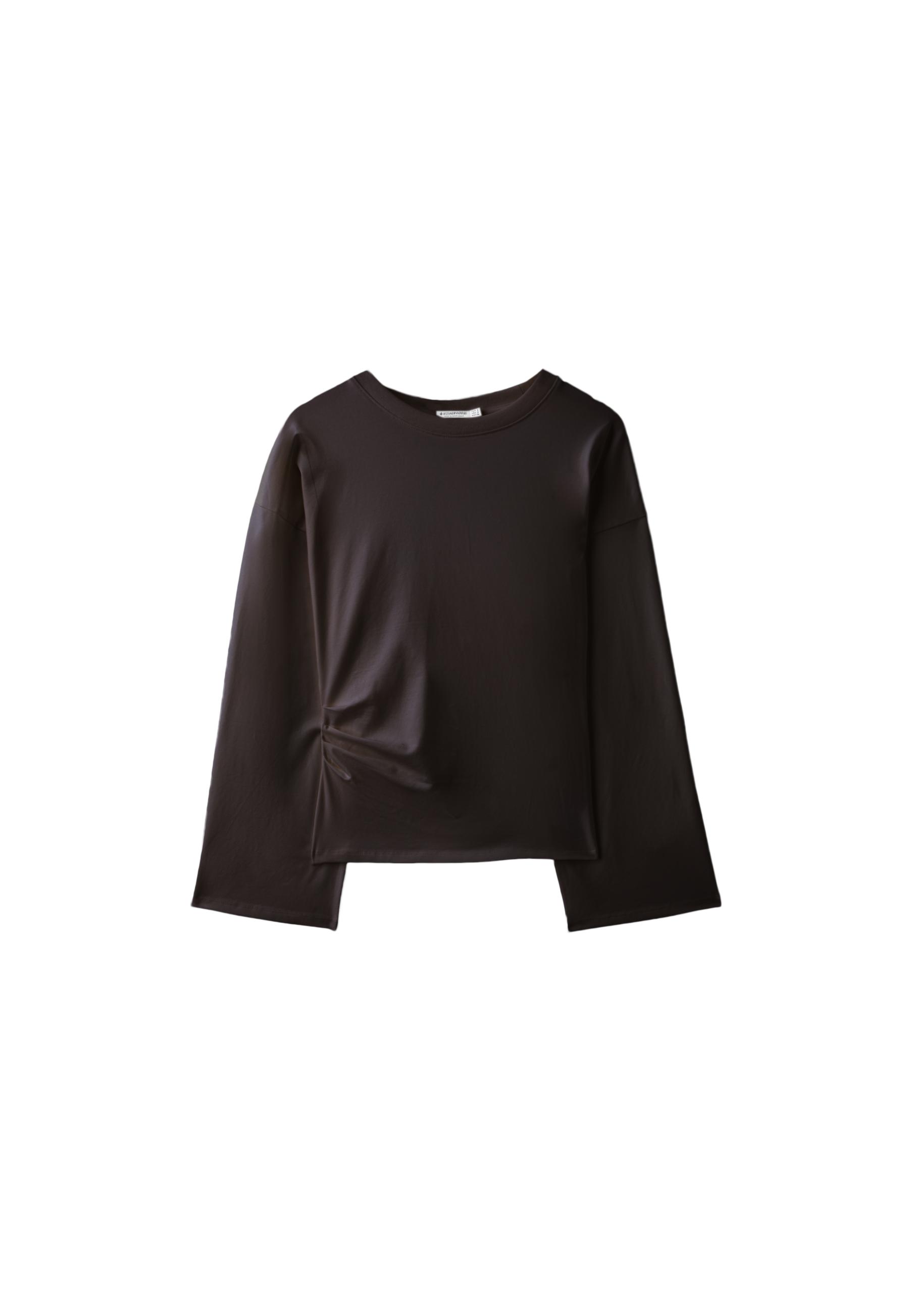 B11 Japanese-inspired long sleeve fitted waist T-shirt — Brown