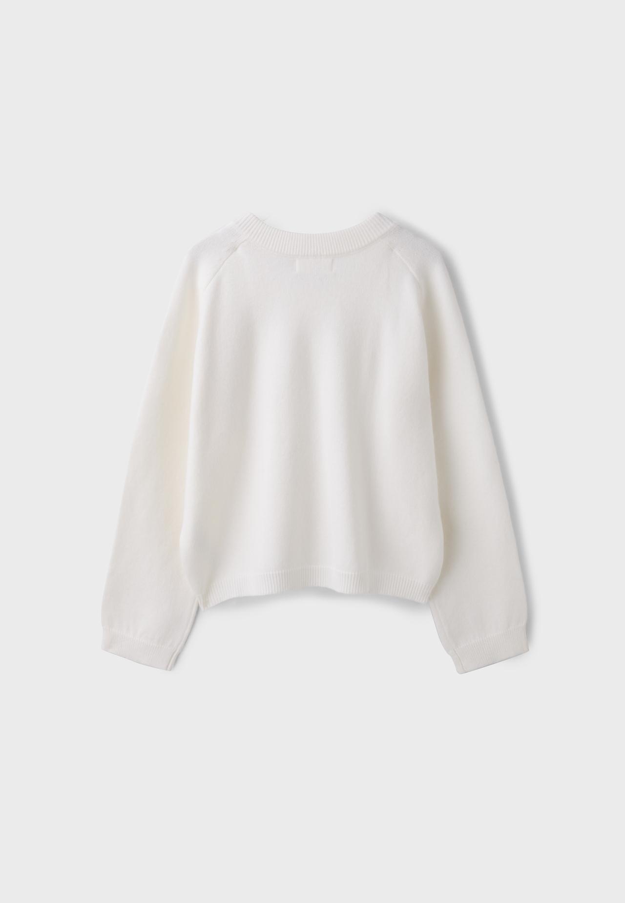 Basic V-neck knit jumper — Ecru