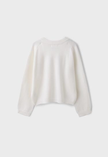 Basic V-neck knit jumper — Ecru 8