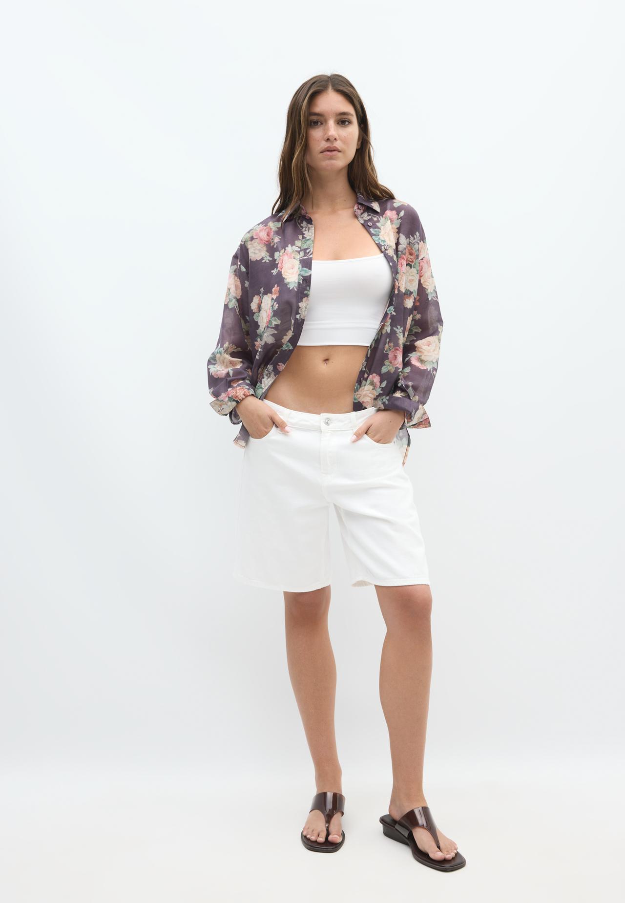 Floral print flowing shirt — Purple