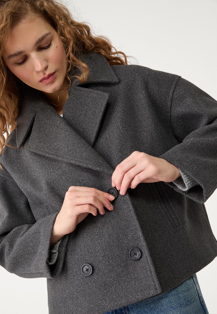 manteau court croise