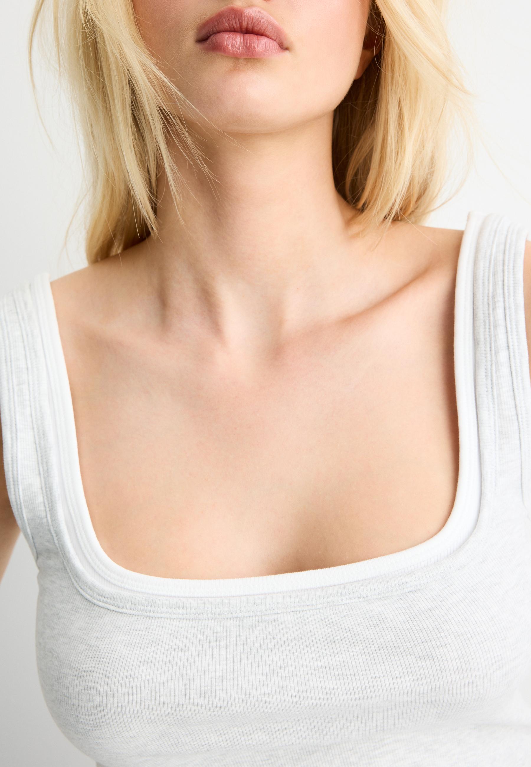 Two-piece effect square neckline top - Women's fashion