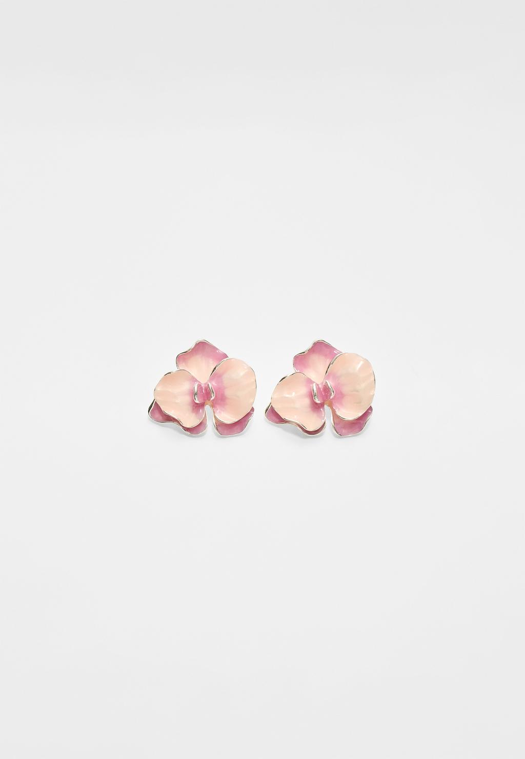 Enamelled flower earrings