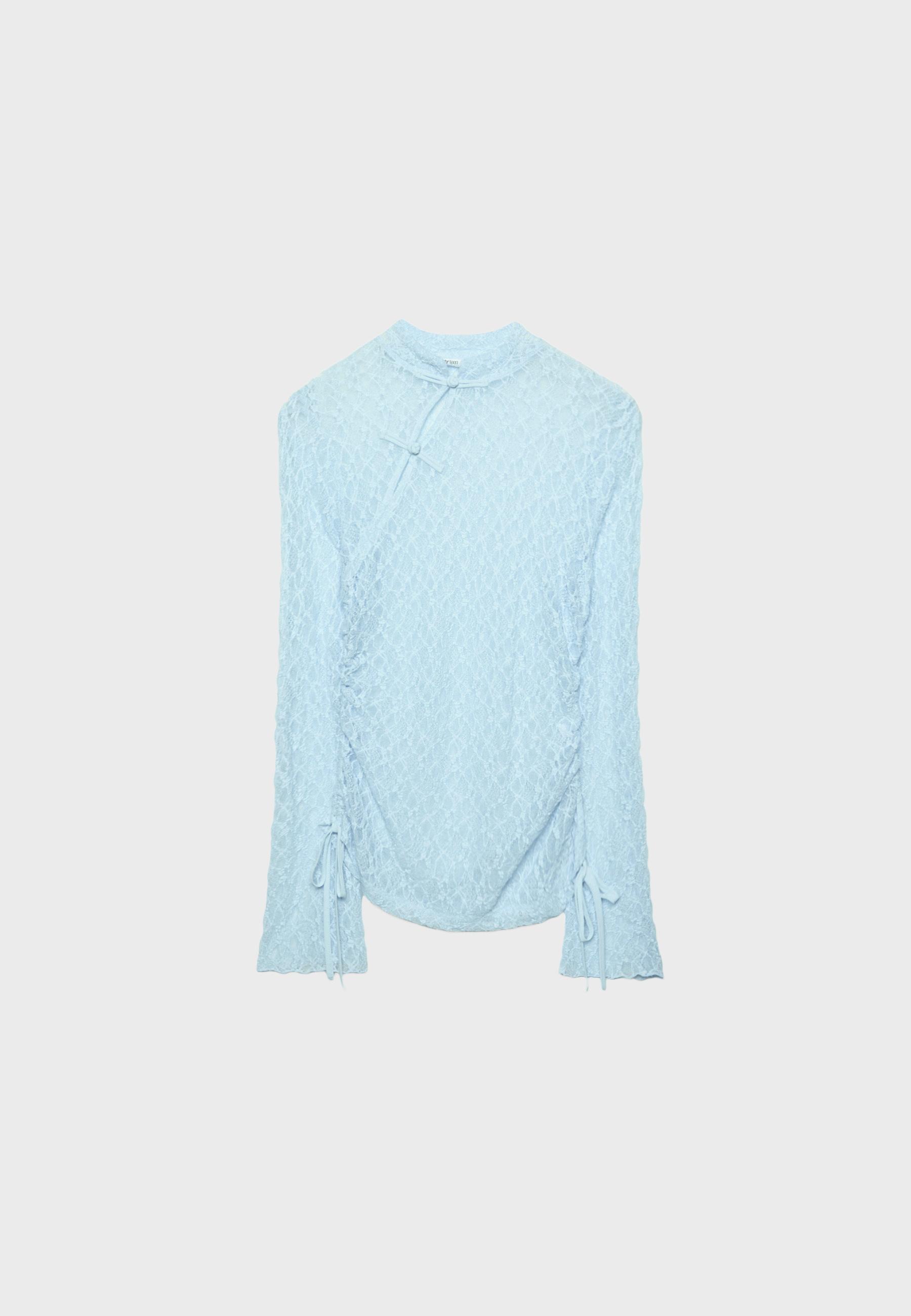 Long sleeve lace top — Sky blue