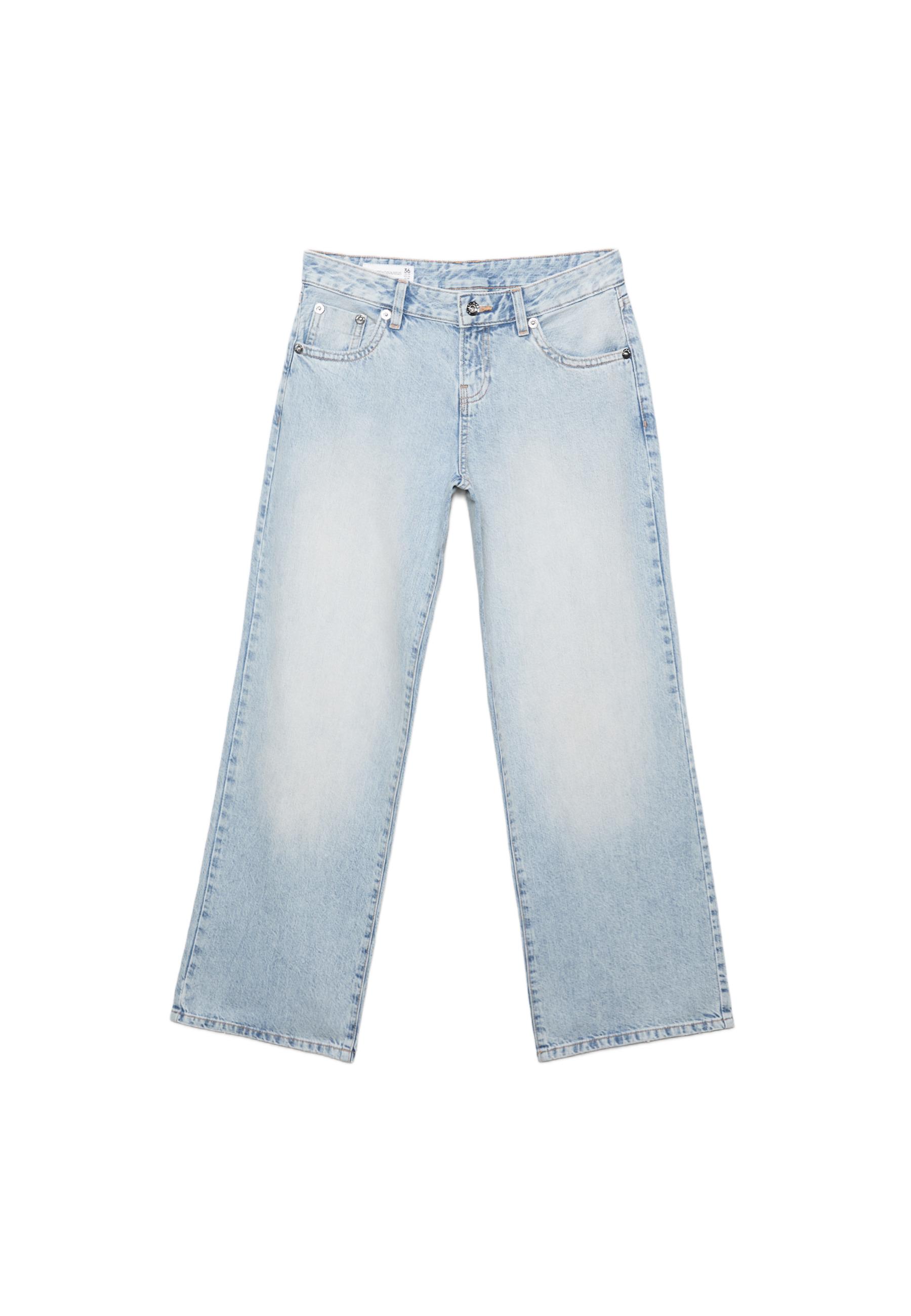 Low-rise straight jeans with studded pockets — OVERDYED BLUE DENIM