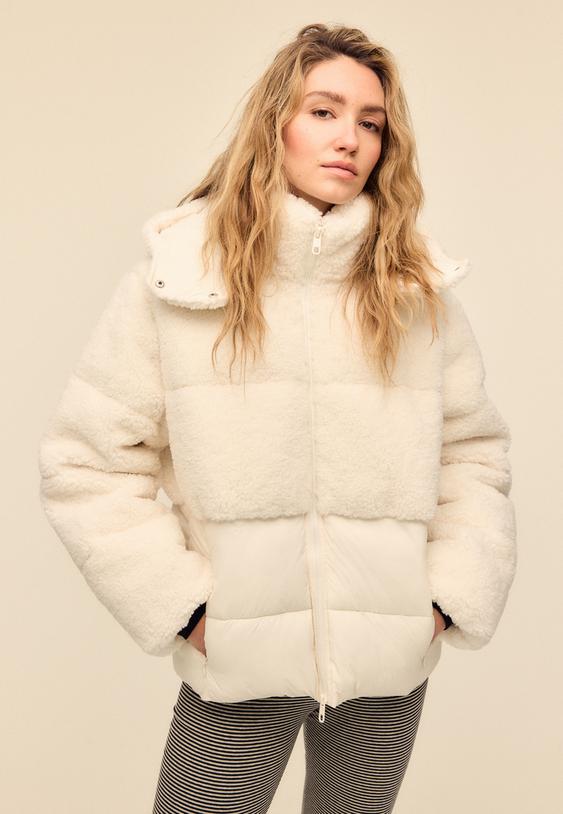 manteau rembourre effet mouton combine