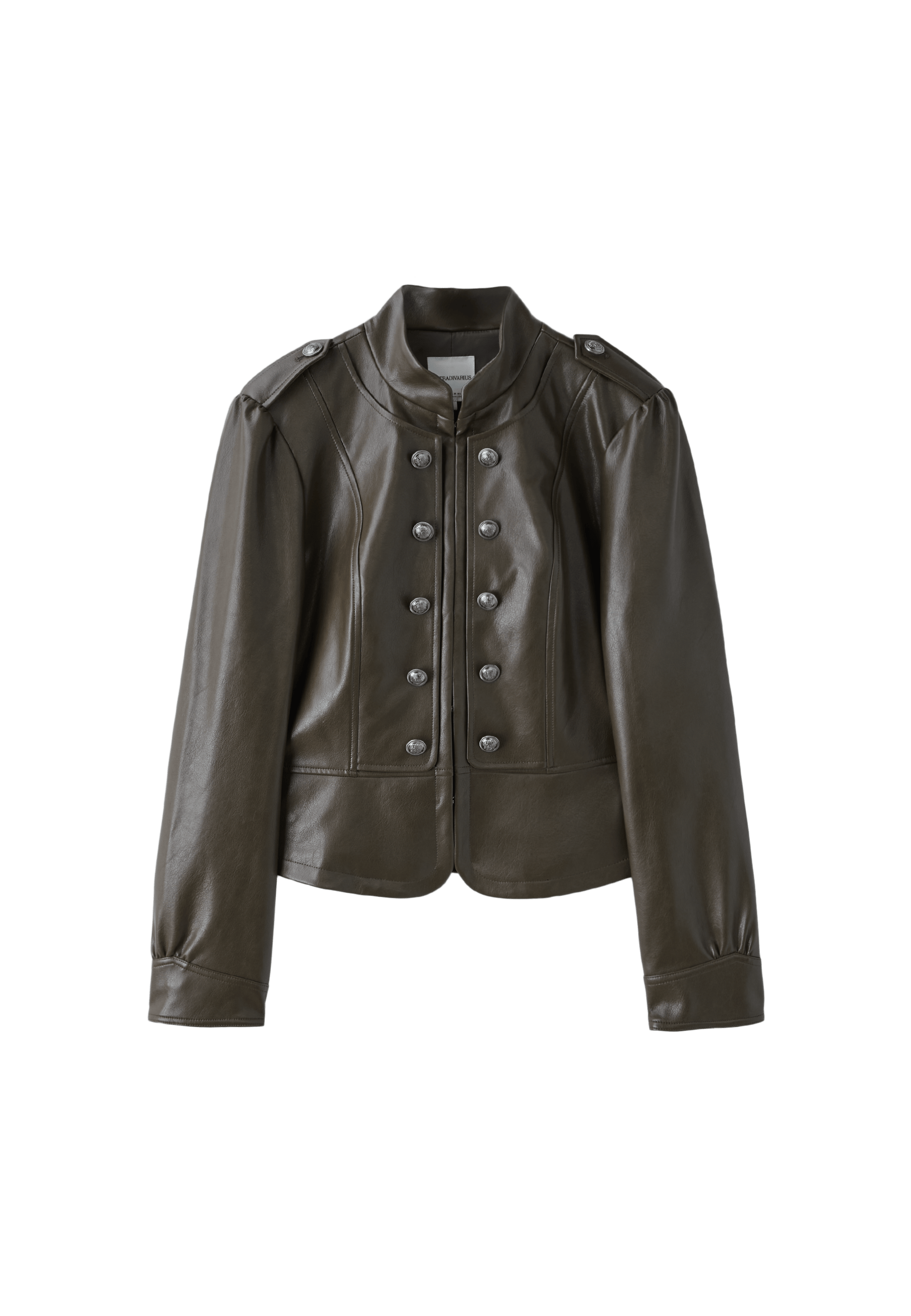 Leather effect blazer with engraved buttons — Khaki