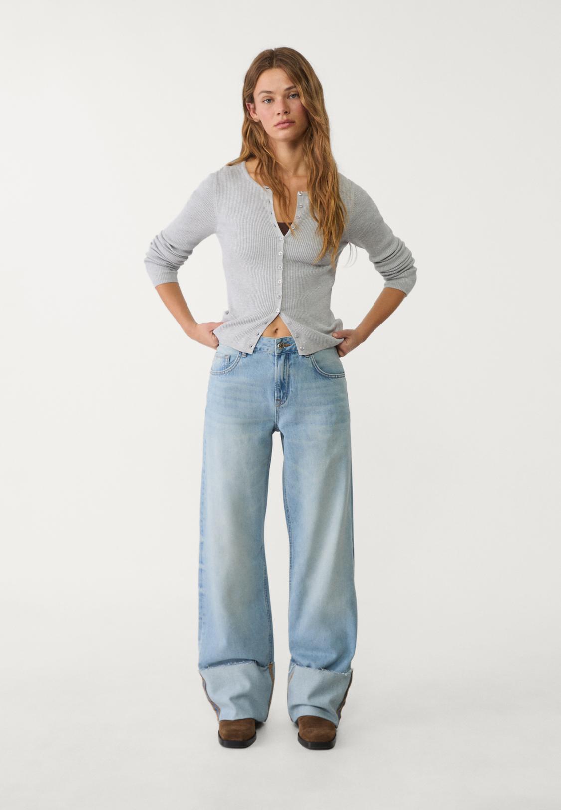 Straight Leg Jeans Outfit Roll Up Jeans Womens Wide-leg Folded