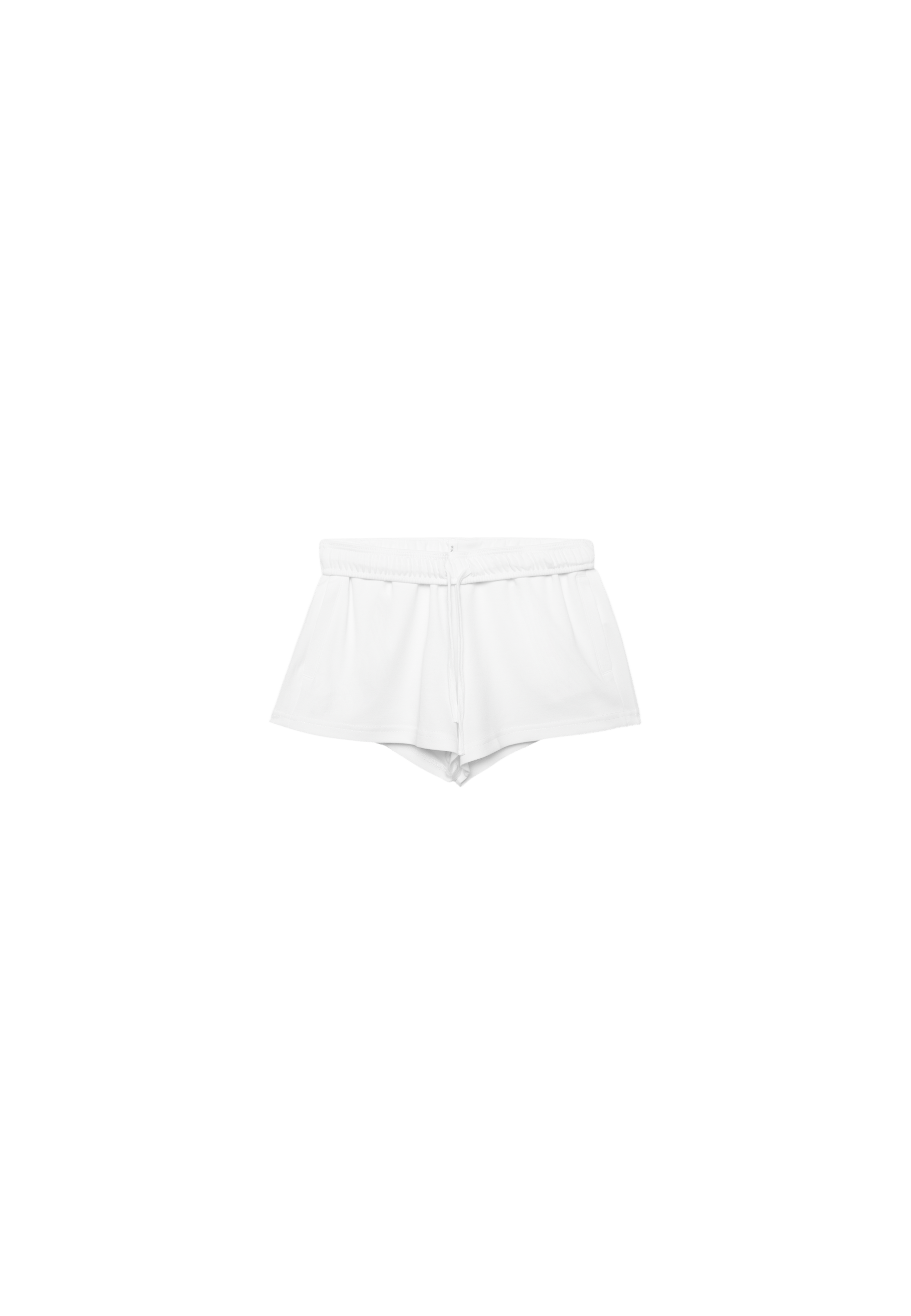 Turn-up waist mini shorts — Ecru