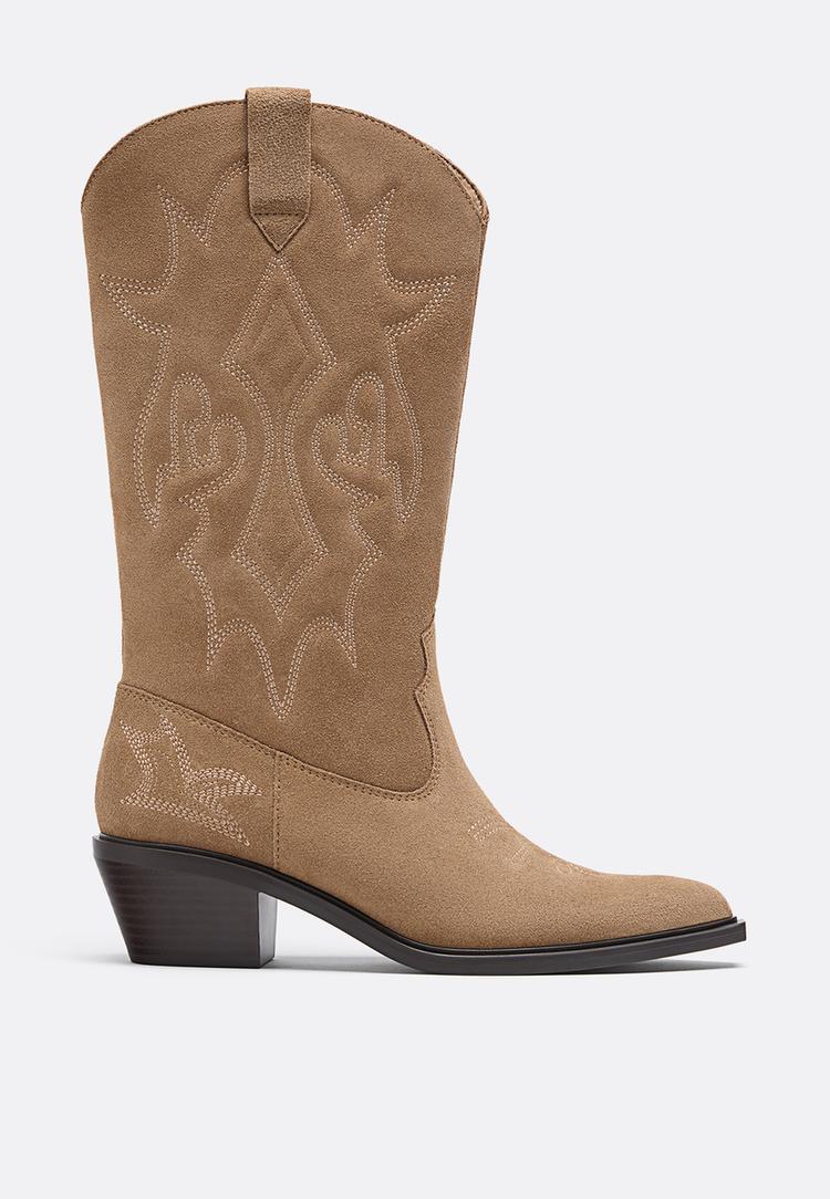 split leather cowboy boots