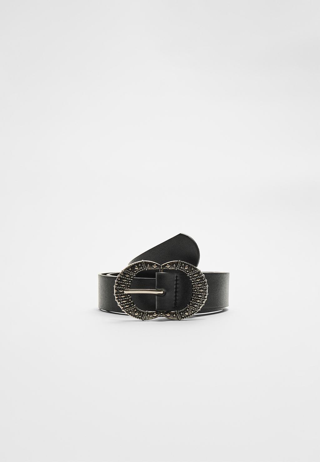 Embossed double-buckle belt