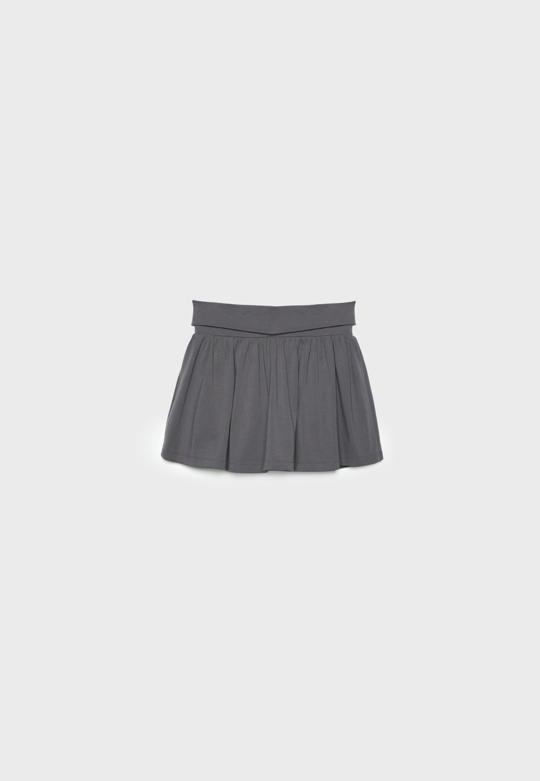 Wide-waist knit skort — Dark grey