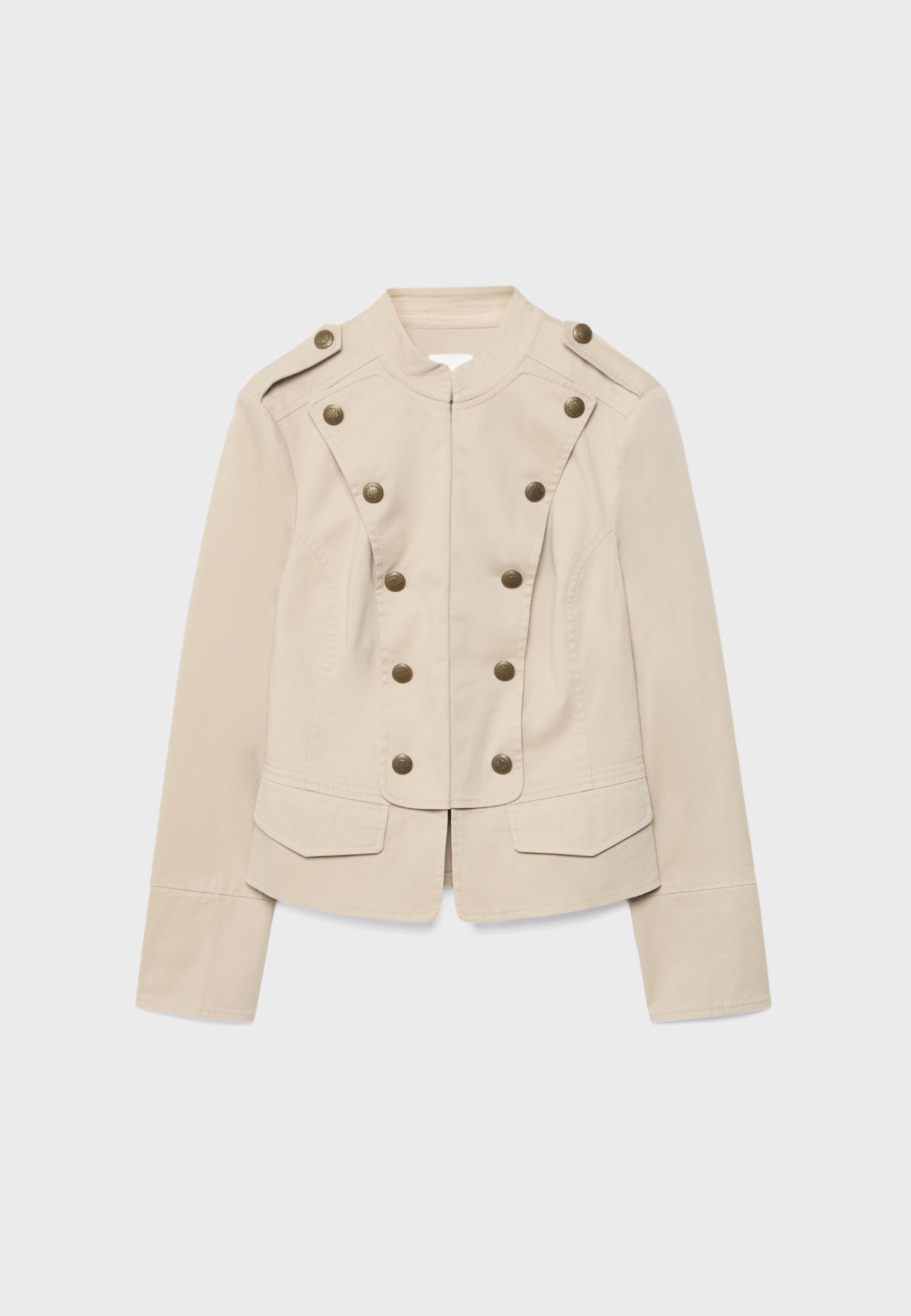Stand collar buttoned blazer — Beige