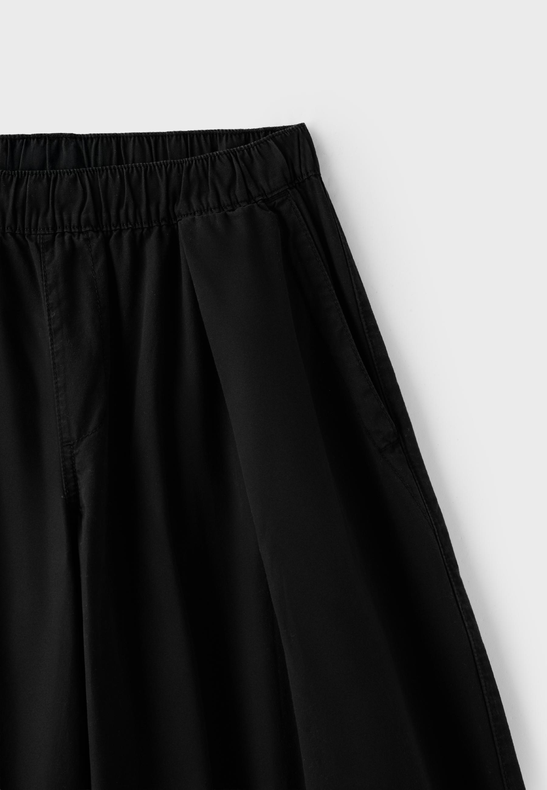 Barrel poplin trousers with stoppers — Black