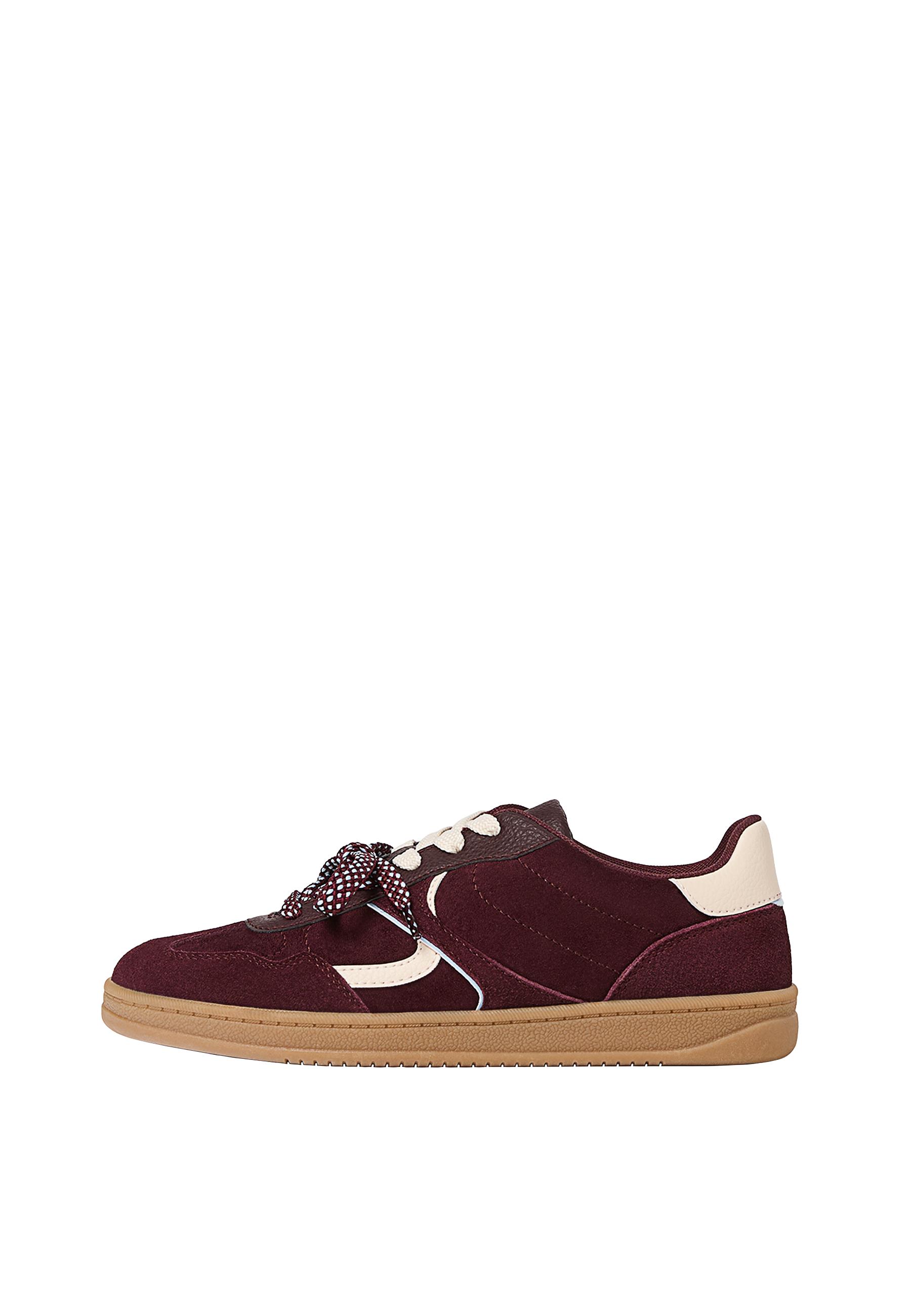 Casual sneakers with double laces — BURGUNDY