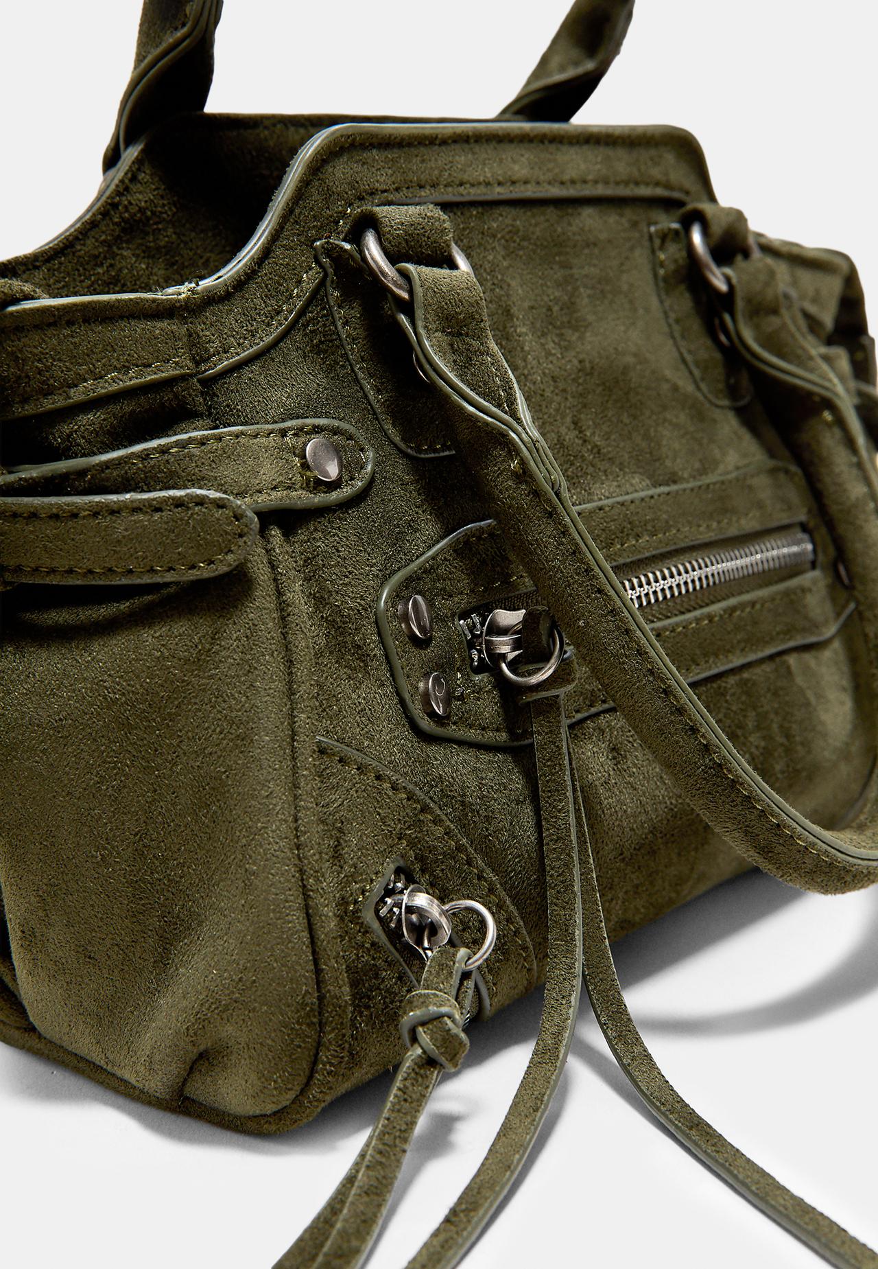 City bag with studs and zip pulls — Khaki