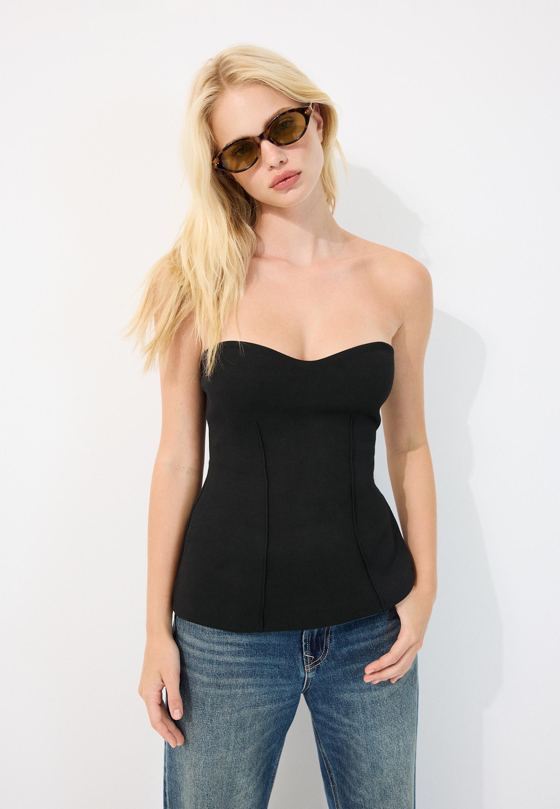 Sweetheart bandeau top — Black