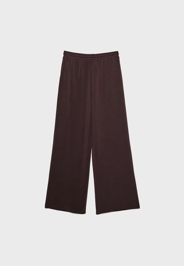 Soft-touch palazzo jogger trousers — Brown 8