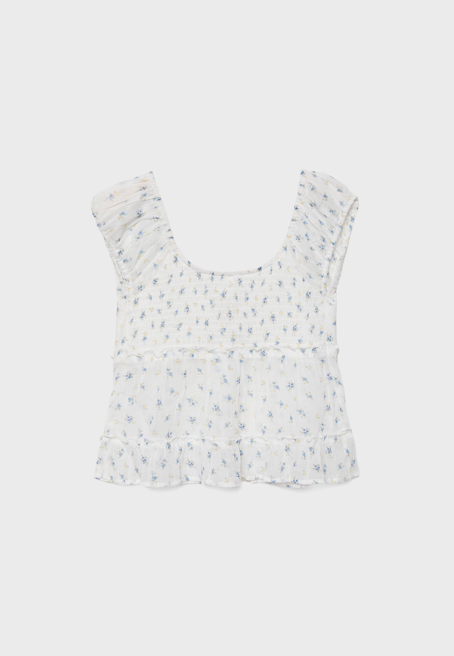 Fluid top with buttons — Sky blue