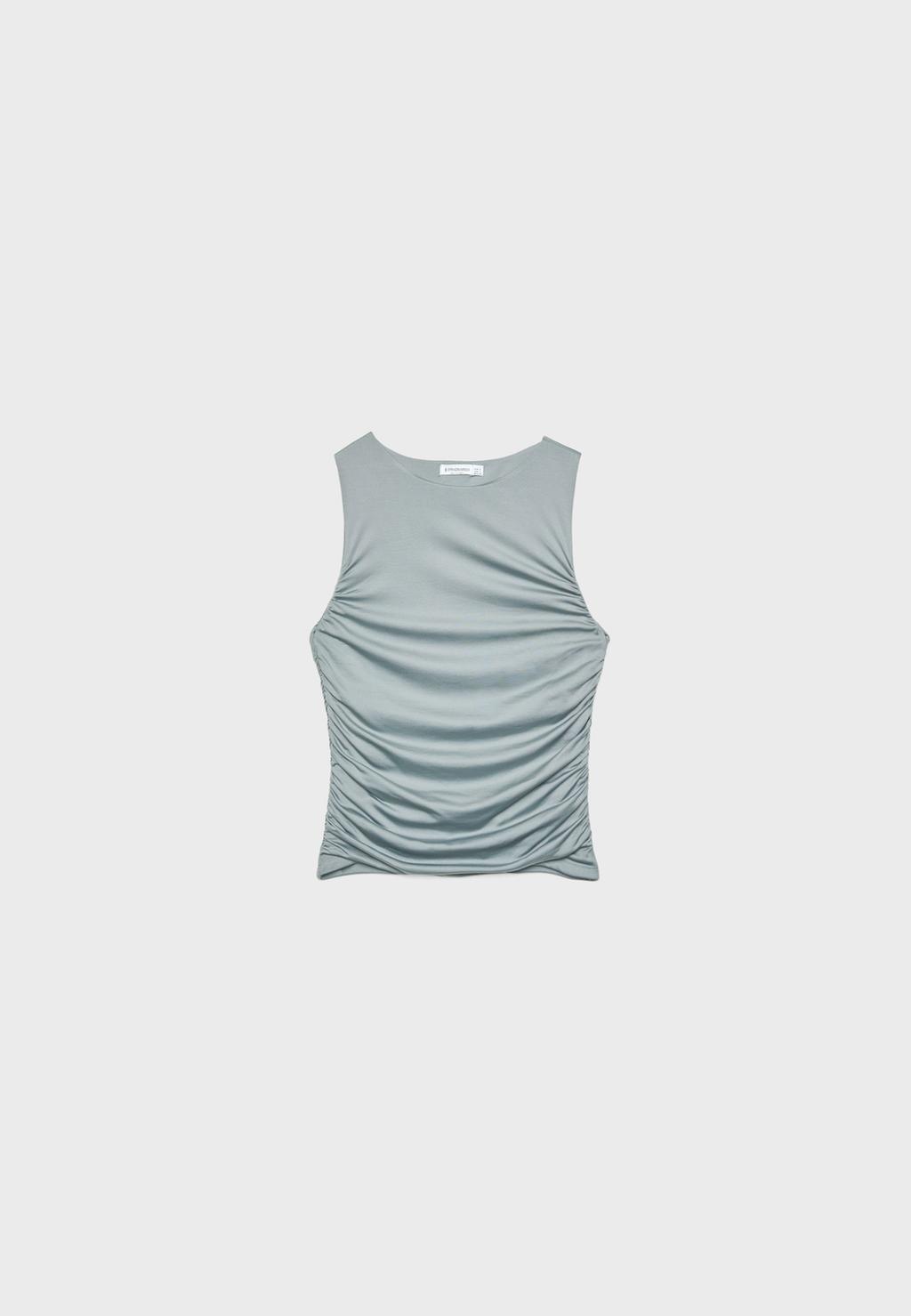 Polyamide draped T-shirt