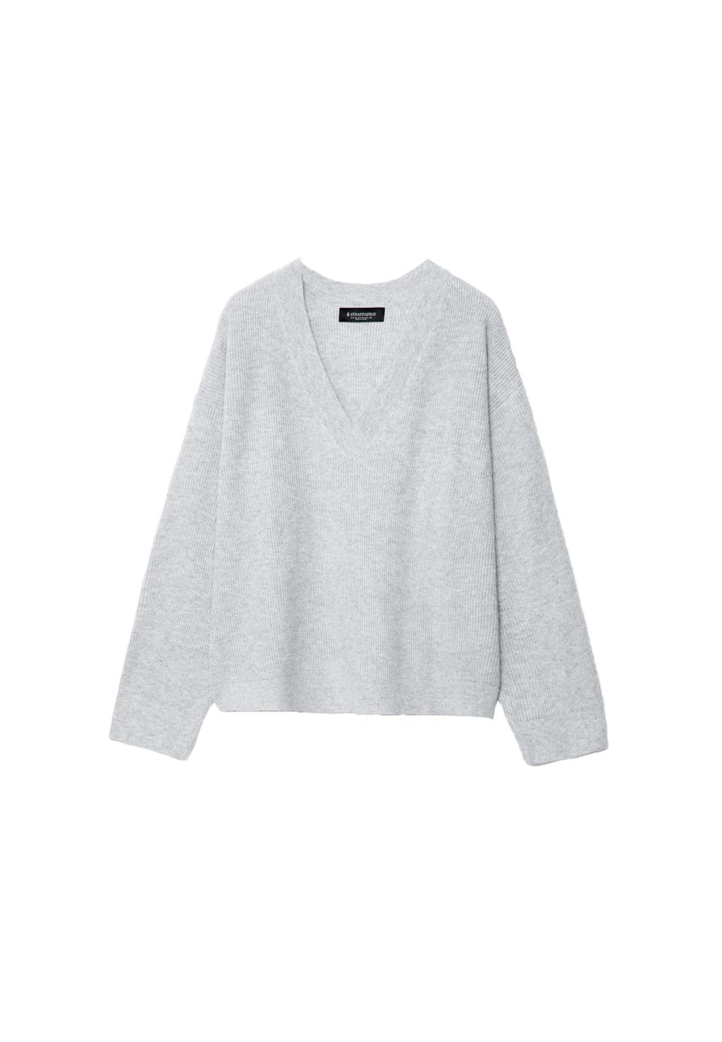 Maglia scollo a V effetto feltro