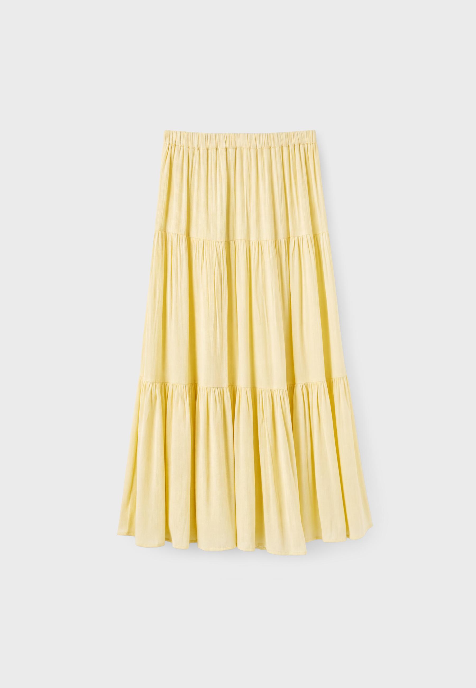 Peasant midi skirt — Pastel yellow