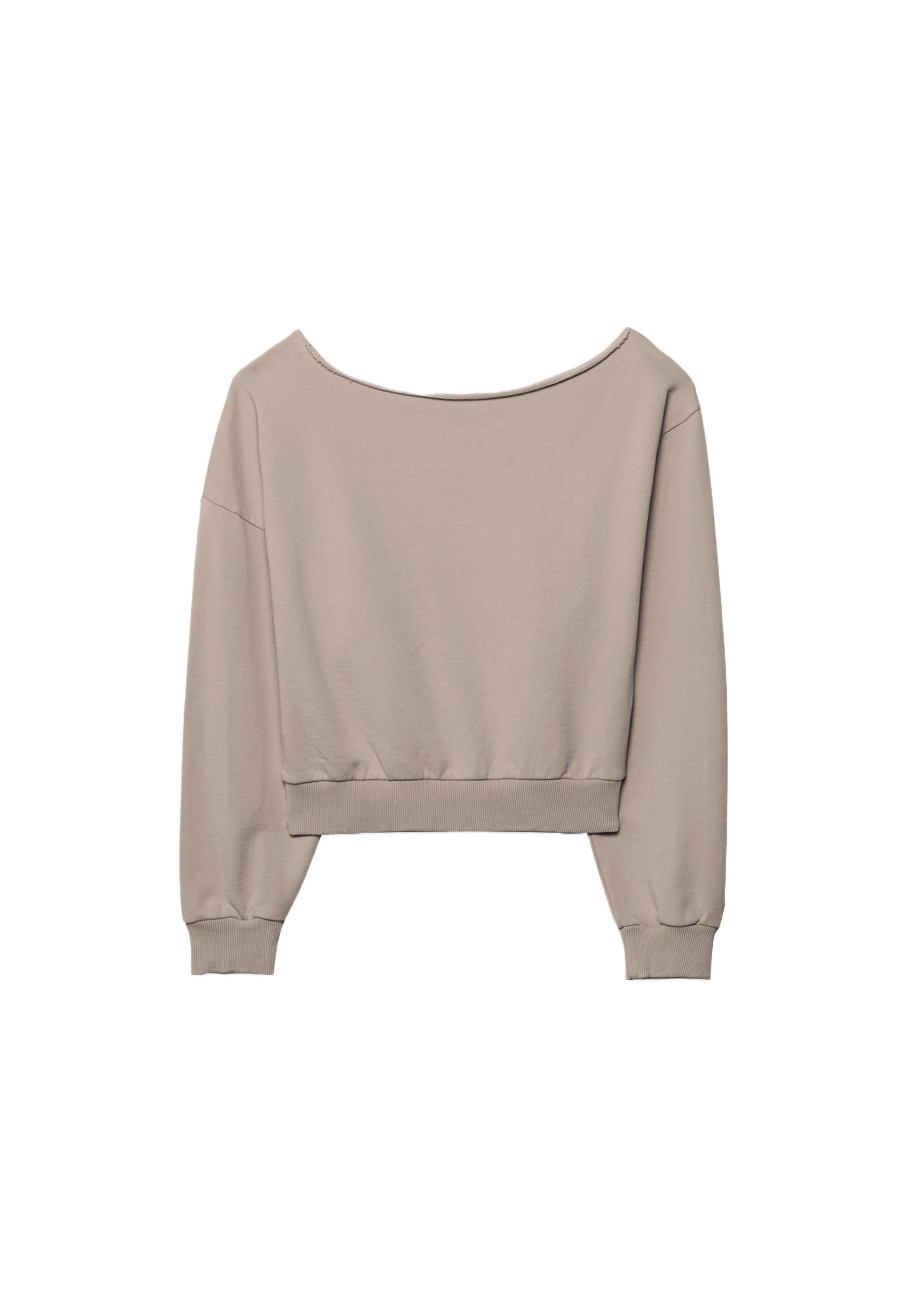 Washed effect cropped sweatshirt — Beige