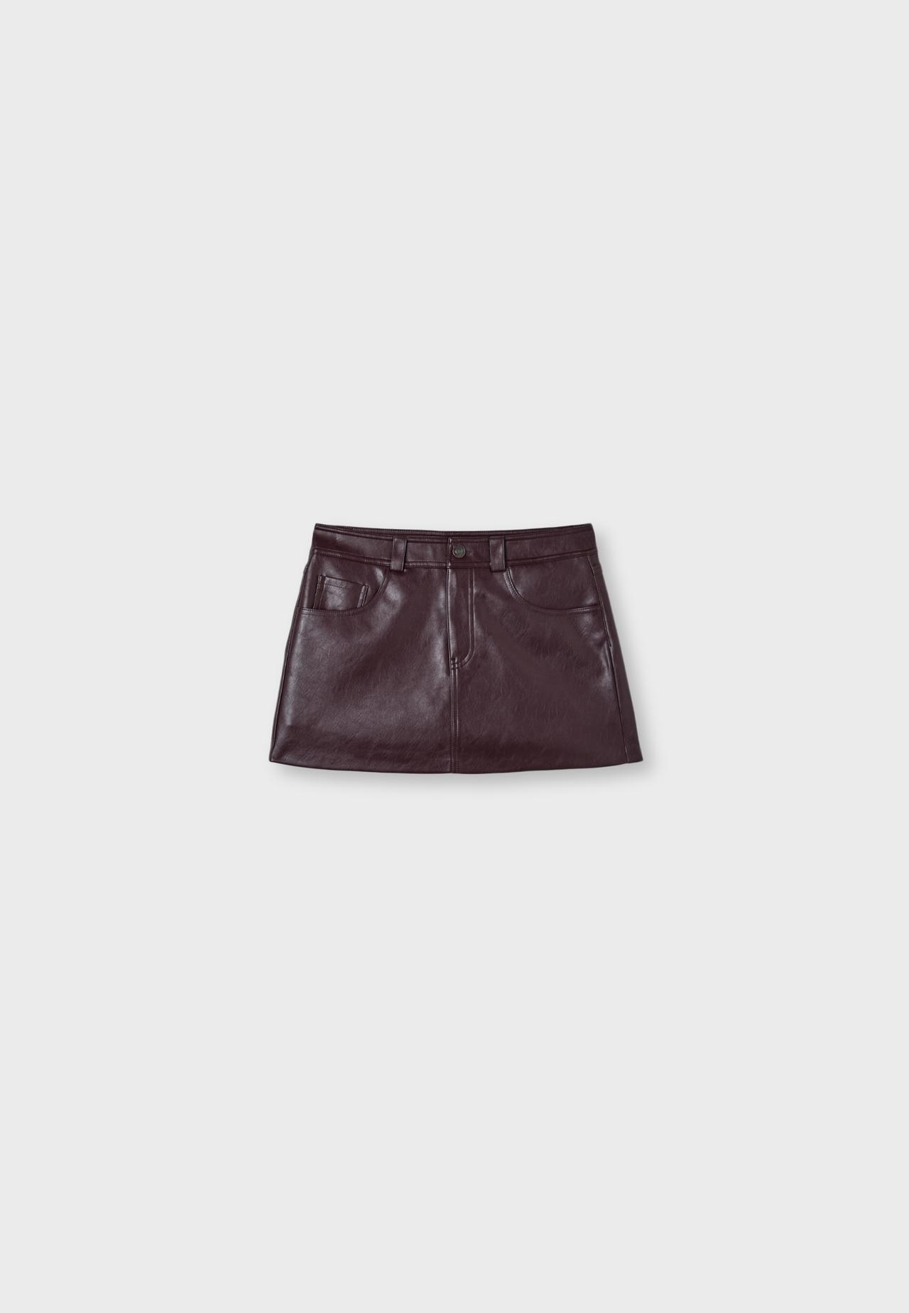 D62 leather effect skort — Burgundy