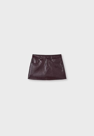 D62 leather effect skort — Burgundy 5