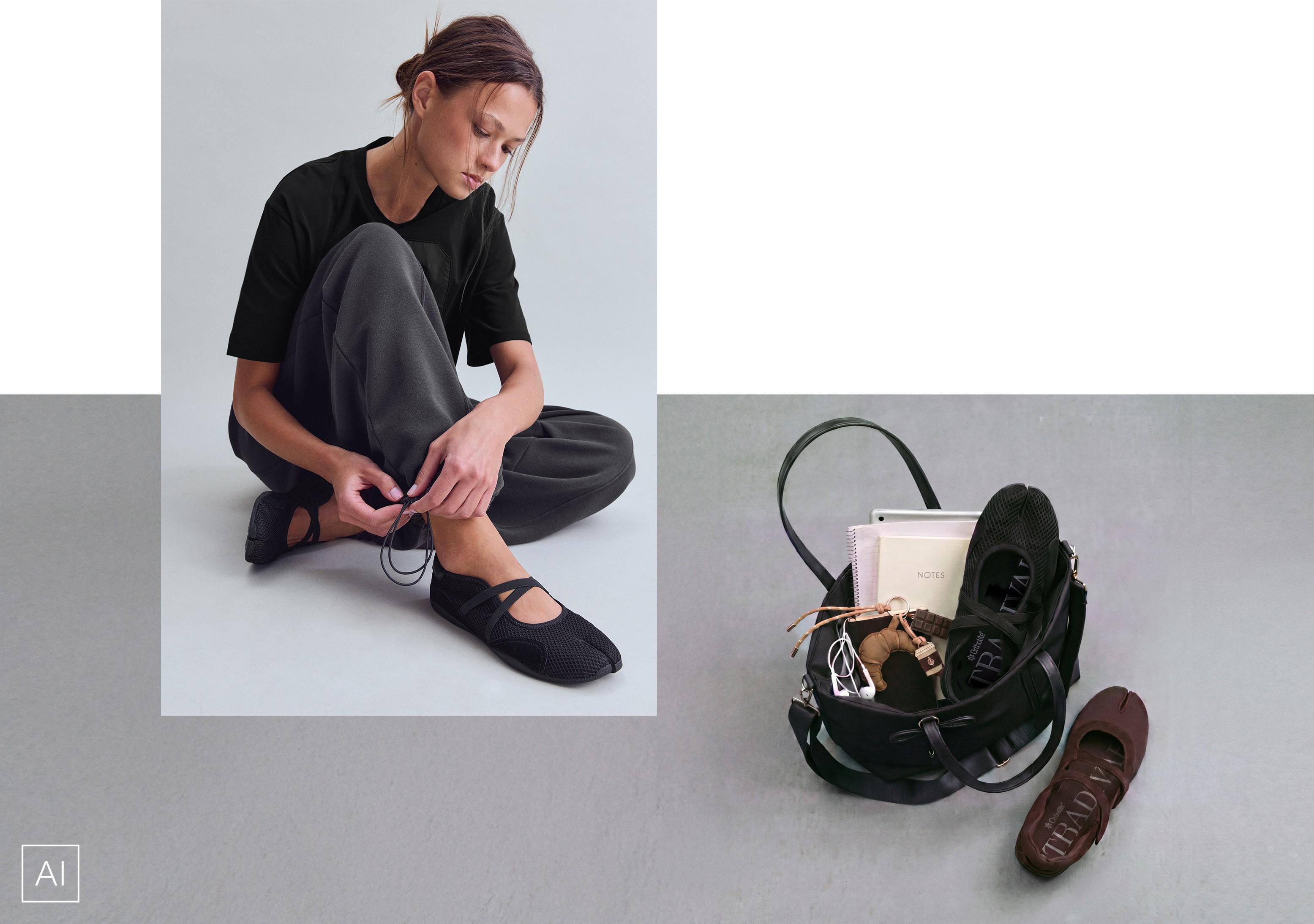 S032 Split-toe sneaker trainers — BLACK