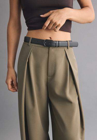 Maxi-darted trousers with belt — Khaki 4