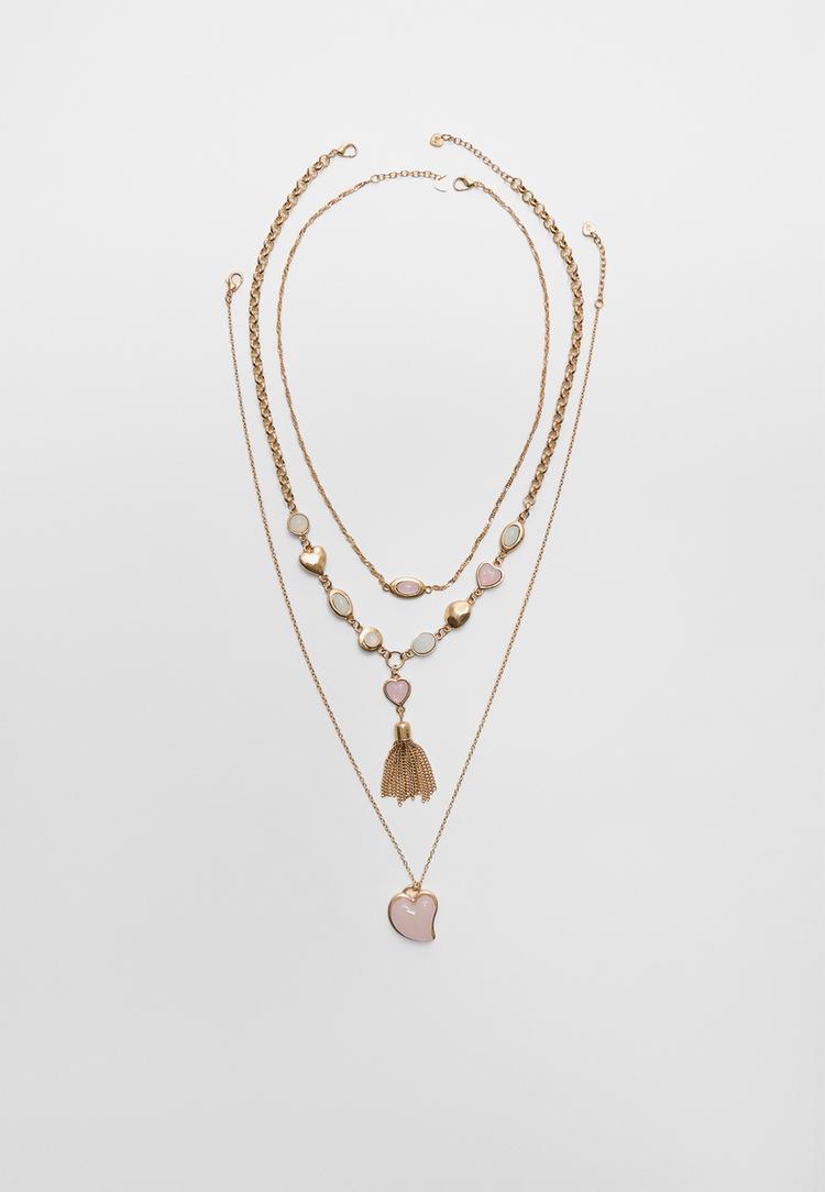 set 3 collares corazon